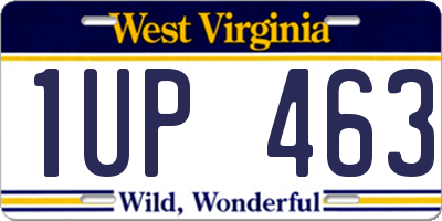 WV license plate 1UP463