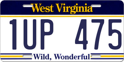 WV license plate 1UP475