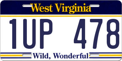 WV license plate 1UP478