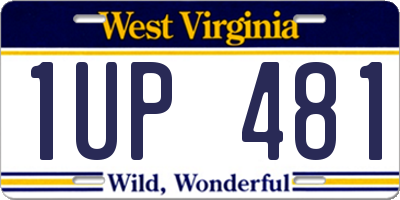 WV license plate 1UP481