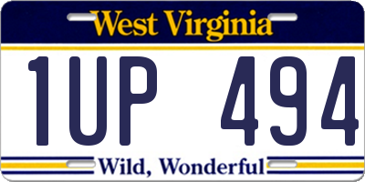 WV license plate 1UP494