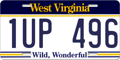 WV license plate 1UP496
