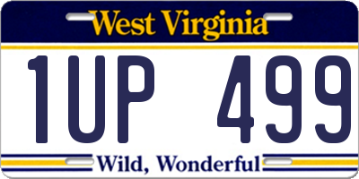 WV license plate 1UP499