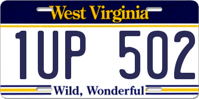 WV license plate 1UP502