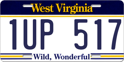WV license plate 1UP517