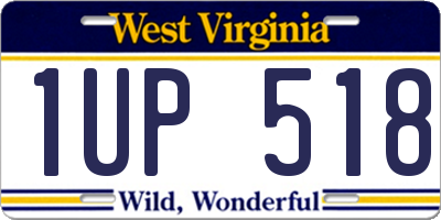 WV license plate 1UP518