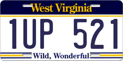 WV license plate 1UP521