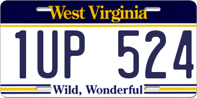 WV license plate 1UP524