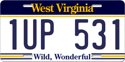 WV license plate 1UP531