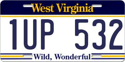 WV license plate 1UP532