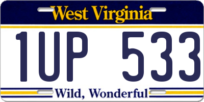 WV license plate 1UP533