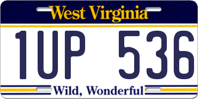 WV license plate 1UP536