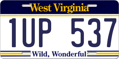 WV license plate 1UP537