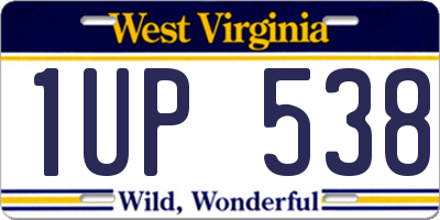 WV license plate 1UP538