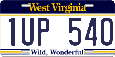 WV license plate 1UP540