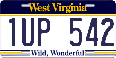 WV license plate 1UP542