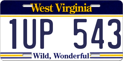 WV license plate 1UP543