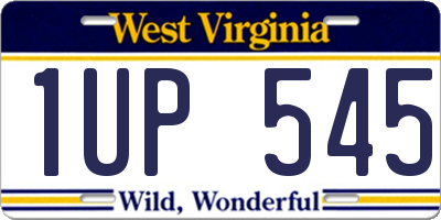 WV license plate 1UP545