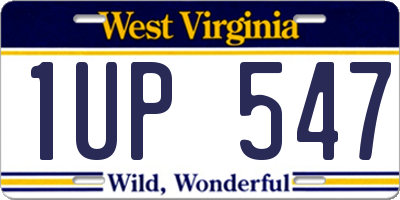 WV license plate 1UP547