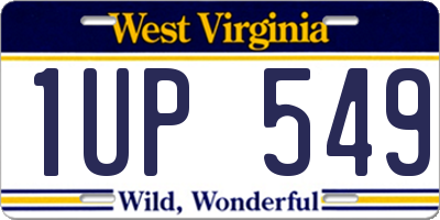 WV license plate 1UP549