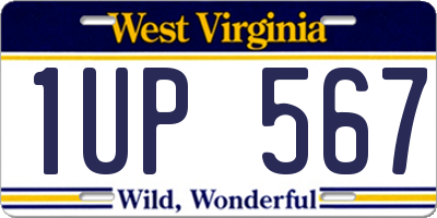 WV license plate 1UP567