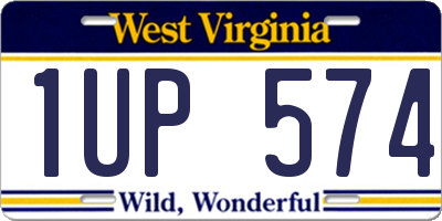 WV license plate 1UP574