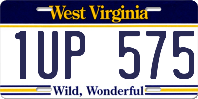 WV license plate 1UP575