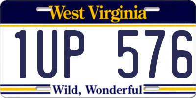 WV license plate 1UP576
