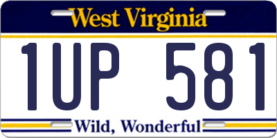WV license plate 1UP581