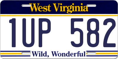 WV license plate 1UP582