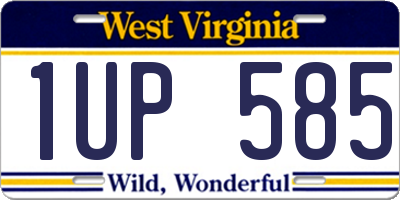 WV license plate 1UP585