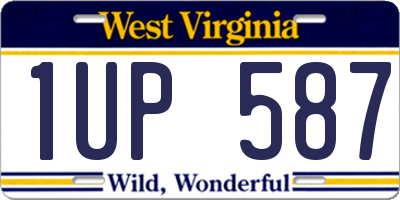 WV license plate 1UP587