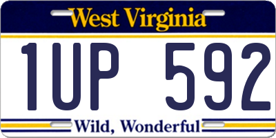 WV license plate 1UP592