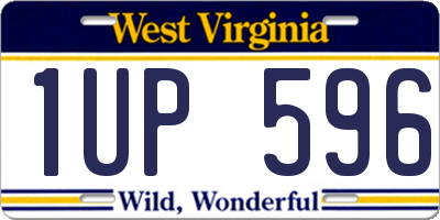 WV license plate 1UP596