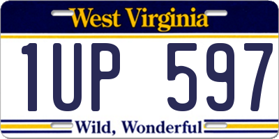 WV license plate 1UP597