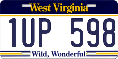 WV license plate 1UP598