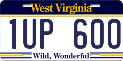 WV license plate 1UP600