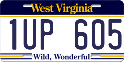 WV license plate 1UP605