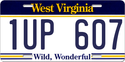 WV license plate 1UP607