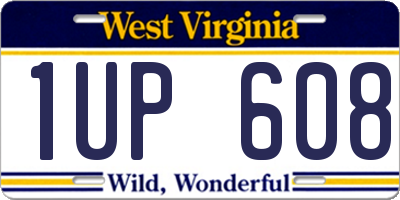 WV license plate 1UP608