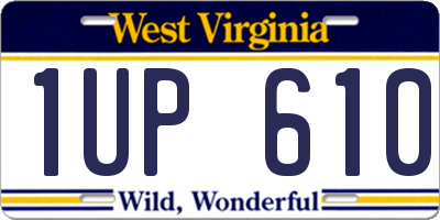 WV license plate 1UP610