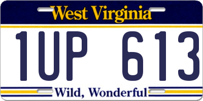 WV license plate 1UP613