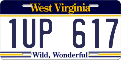 WV license plate 1UP617