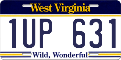 WV license plate 1UP631