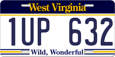 WV license plate 1UP632