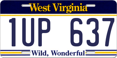 WV license plate 1UP637