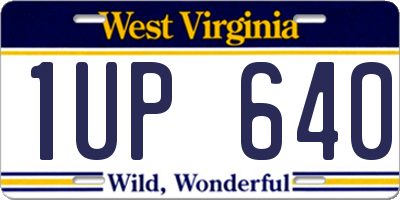 WV license plate 1UP640