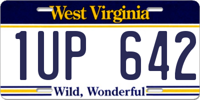 WV license plate 1UP642