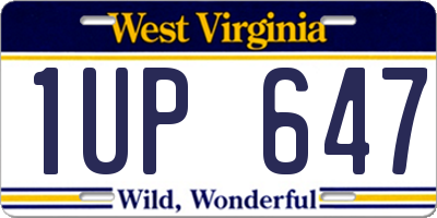 WV license plate 1UP647