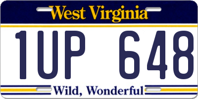 WV license plate 1UP648